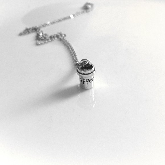 Miniature Tiny Coffee Cup Coffee Lovers Coffee Addict Morning Drink Necklace - Picture 4 of 5